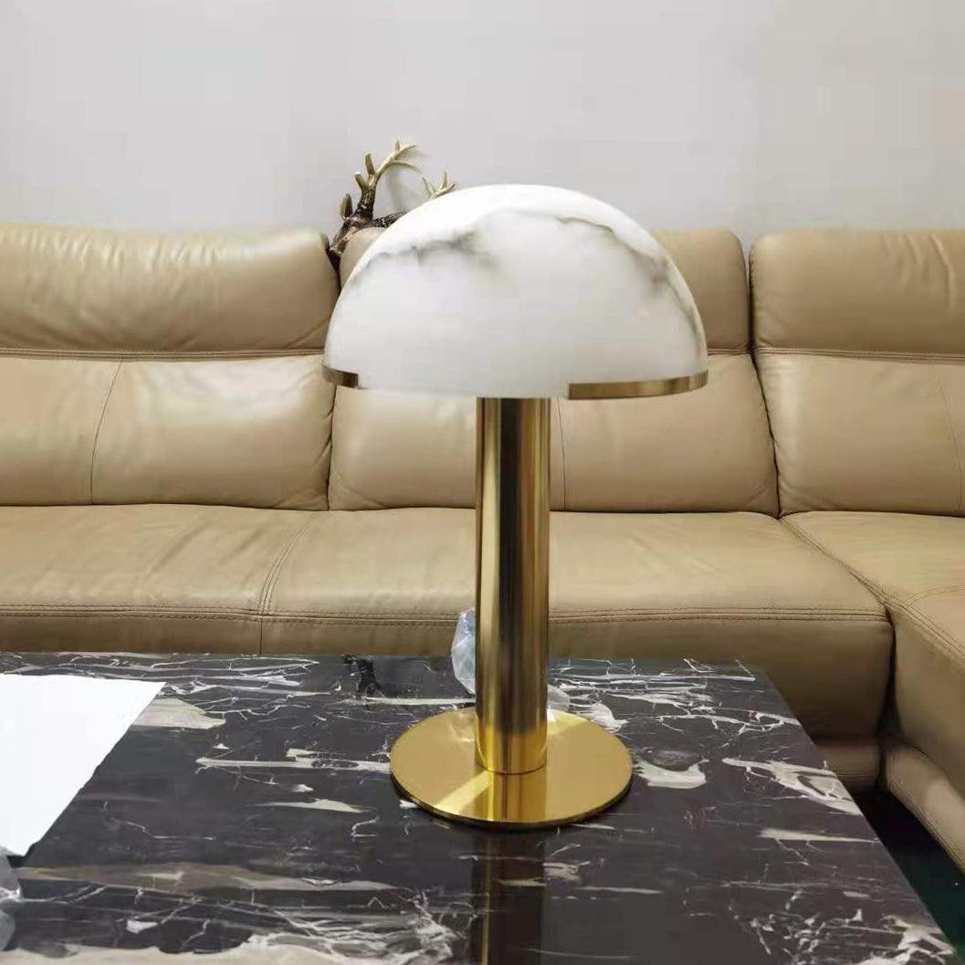 Stylish Round Mushroom Cap Alabaster Table Lamp