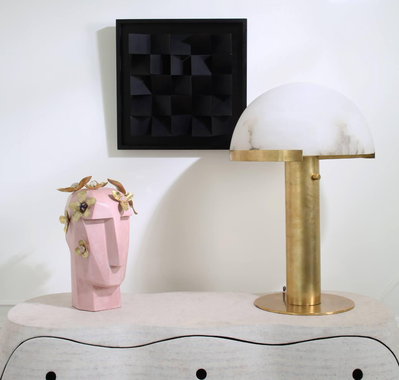 Stylish Round Mushroom Cap Alabaster Table Lamp