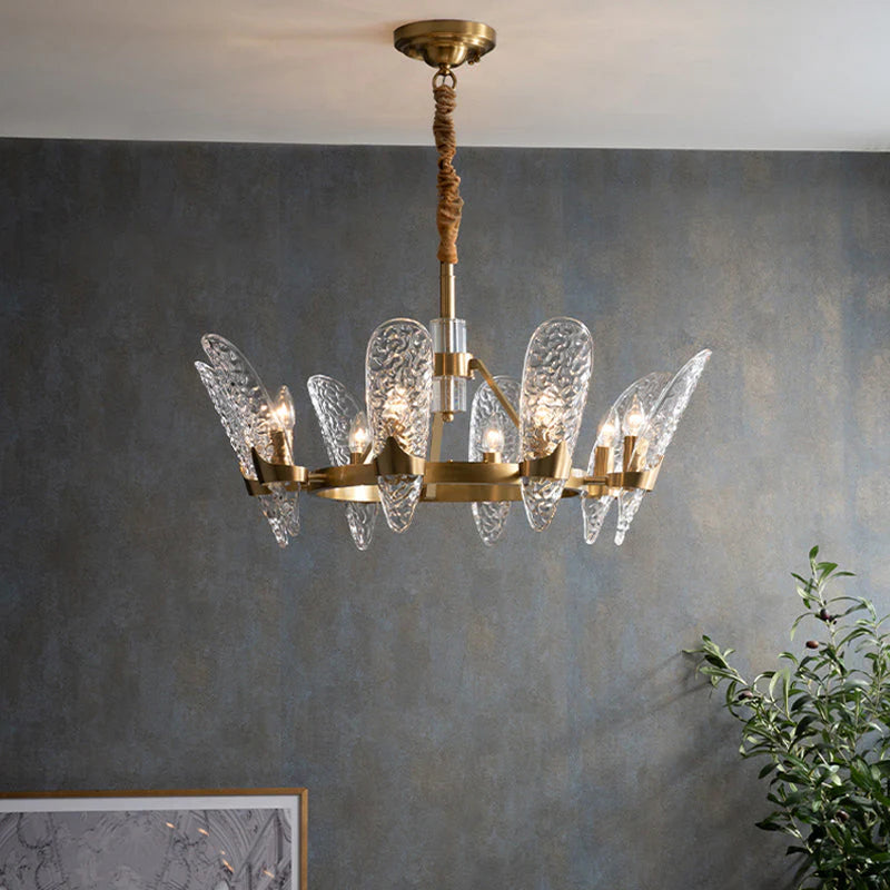 Lampadario da soffitto di lusso in ottone e cristallo