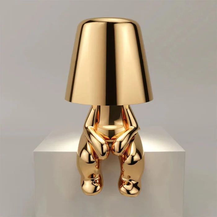 Glarefusion Cute Gold Man Statue LED bordlampe