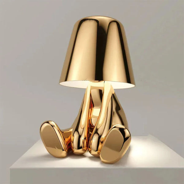 Glarefusion Cute Gold Man Statue LED bordlampe