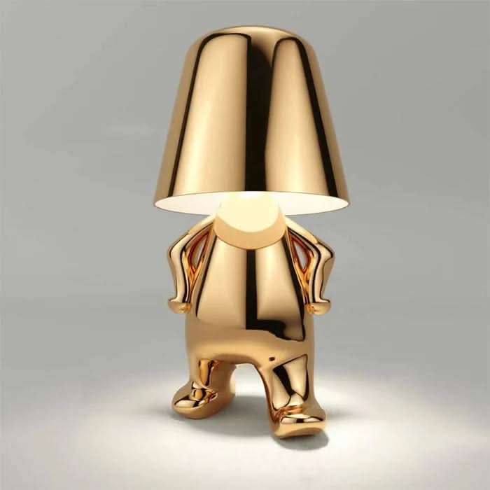 Glarefusion Cute Gold Man Statue LED bordlampe