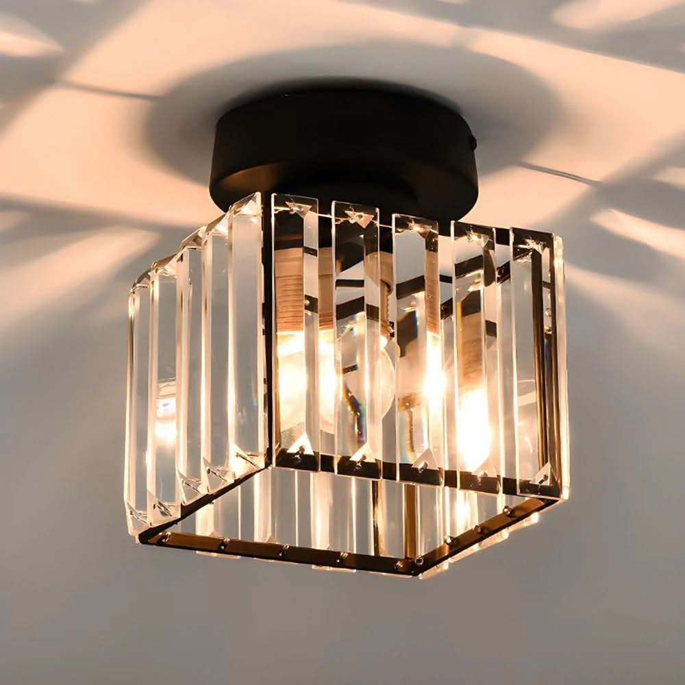 GlareFusion Plafonnier LED en verre cristal nordique moderne