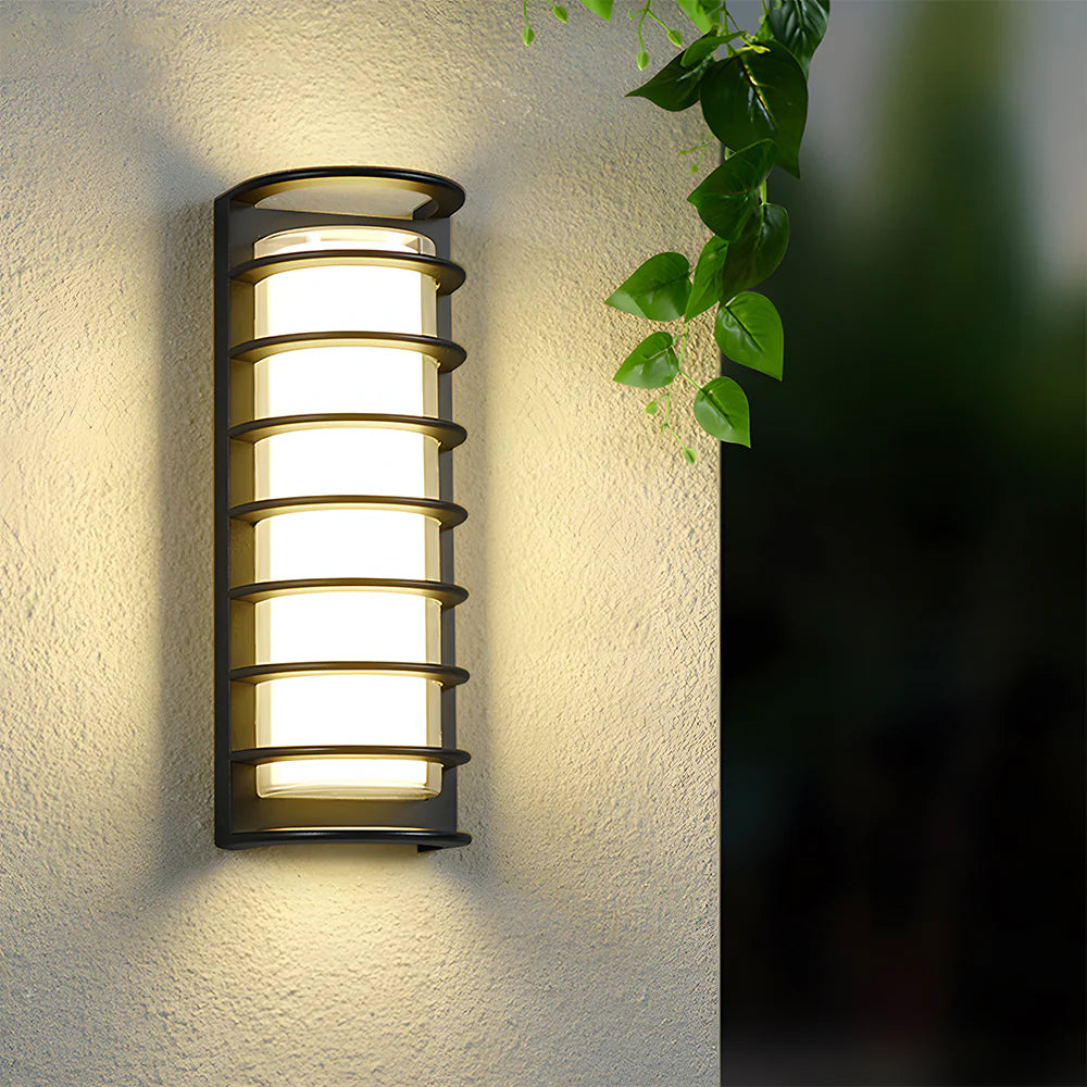 Moderna lampada da parete per esterni a LED semicilindrica semplice