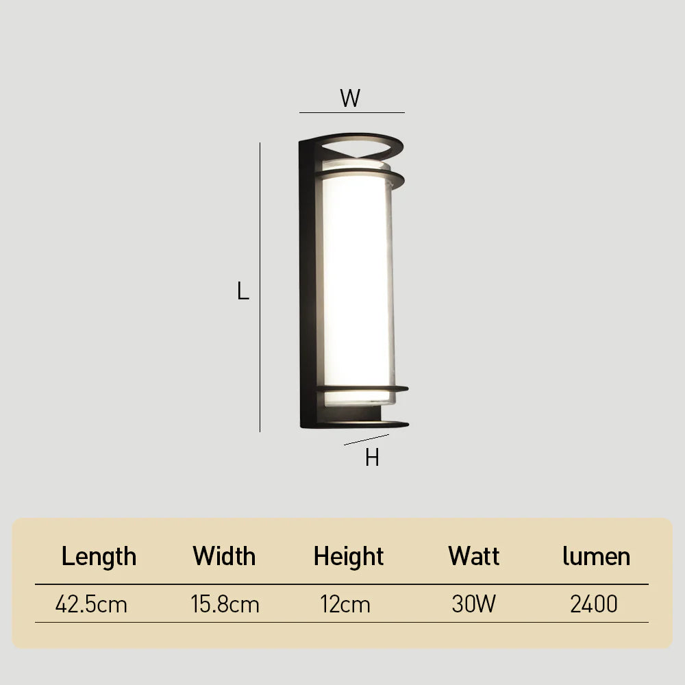 Moderna lampada da parete per esterni a LED semicilindrica semplice