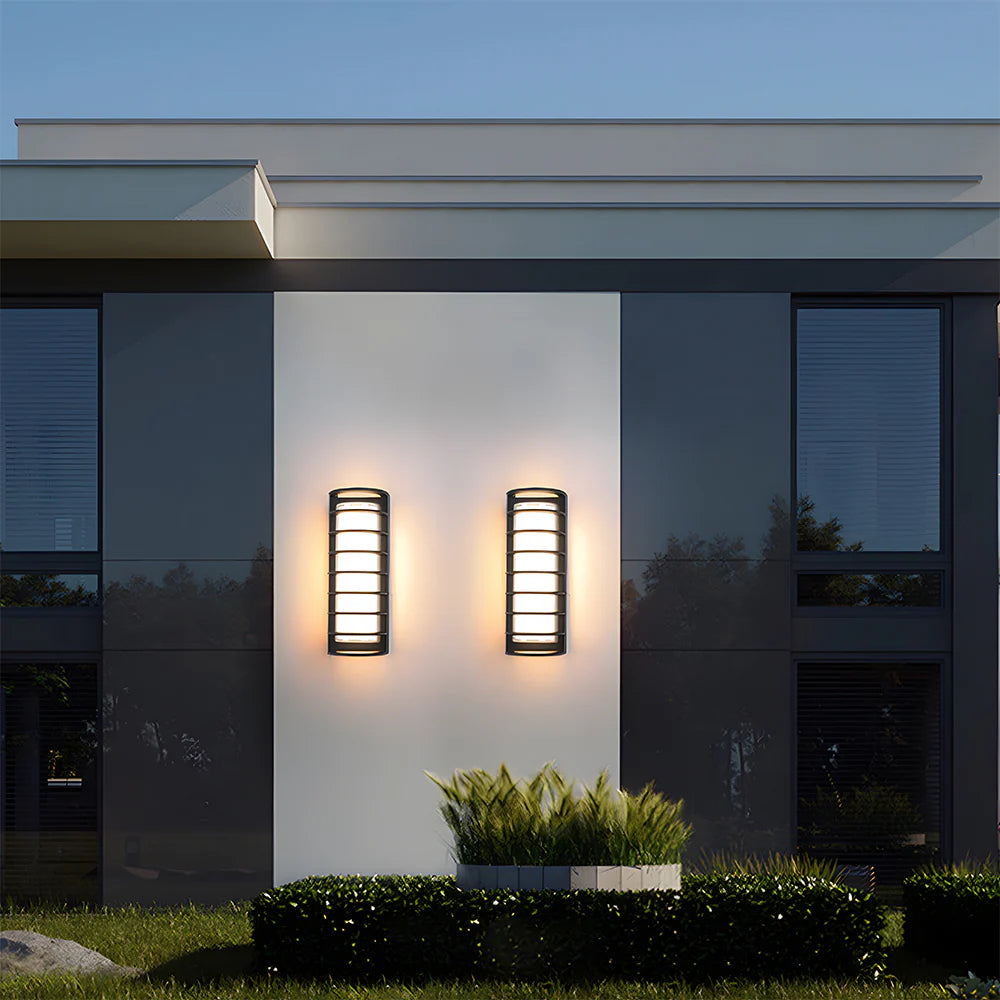 Moderna lampada da parete per esterni a LED semicilindrica semplice