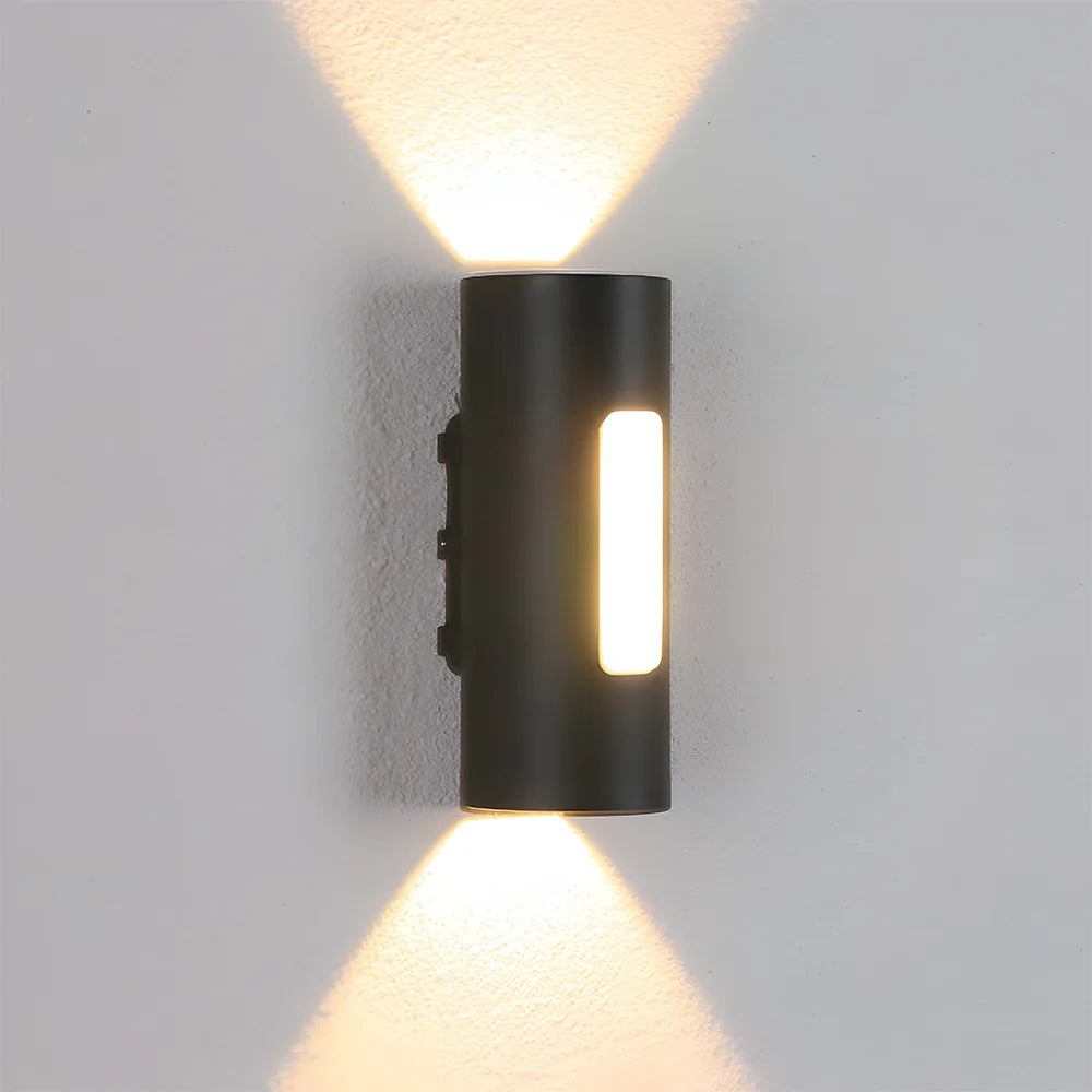 Moderna lampada da parete a LED per esterni a doppia testa cilindrica IP65