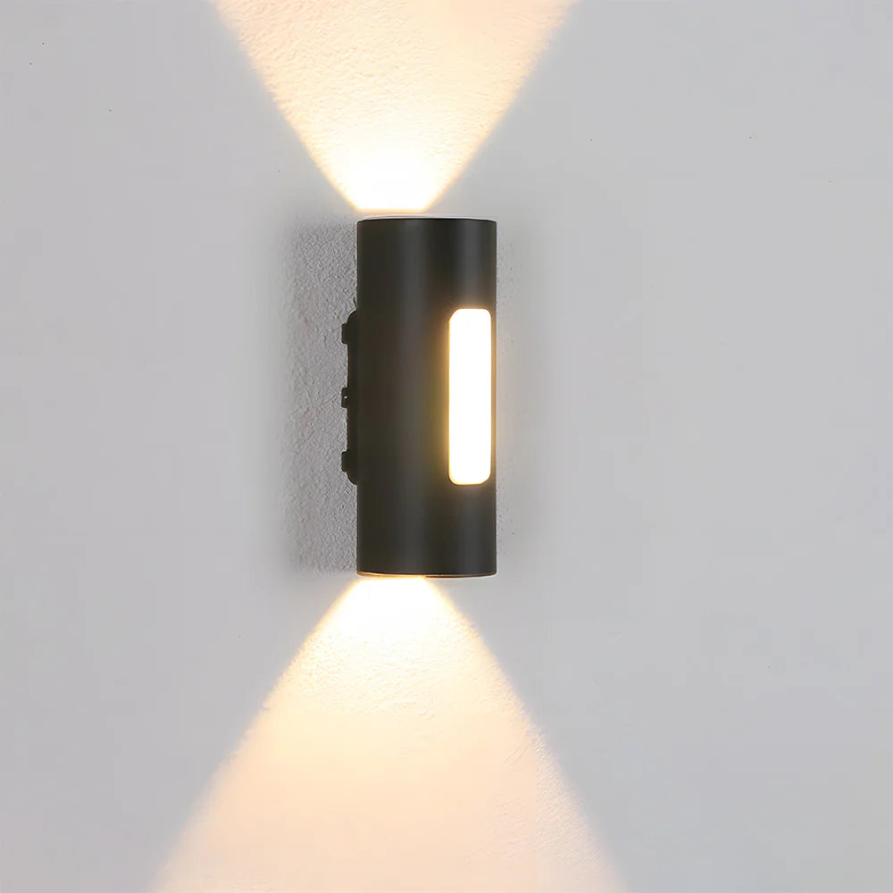 Moderna lampada da parete a LED per esterni a doppia testa cilindrica IP65
