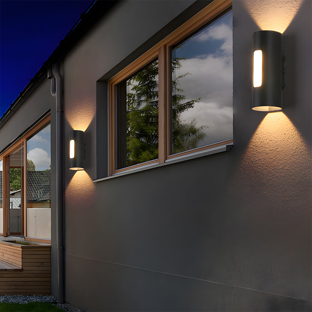 Moderna lampada da parete a LED per esterni a doppia testa cilindrica IP65