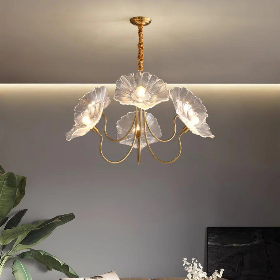 Lampadario in vetro floreale minimalista nordico