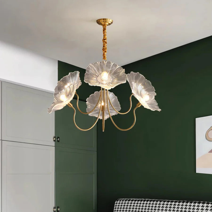 Lampadario in vetro floreale minimalista nordico