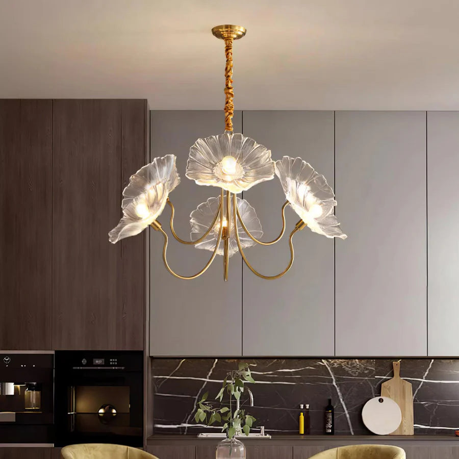 Lampadario in vetro floreale minimalista nordico