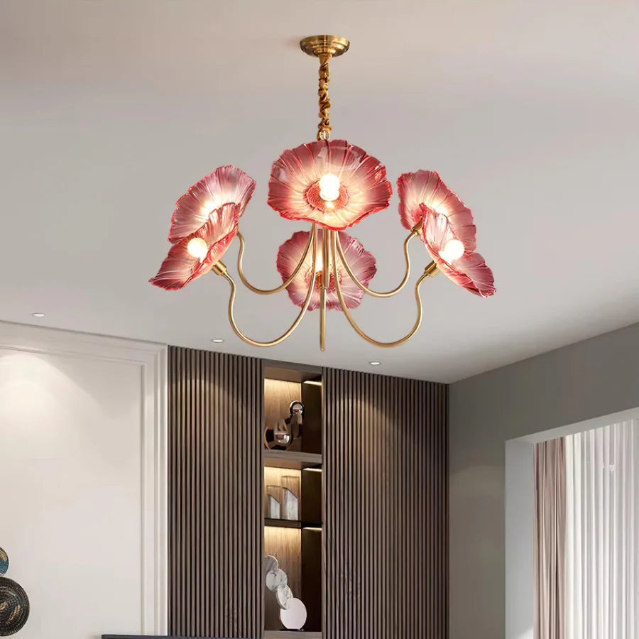 Lampadario in vetro floreale minimalista nordico
