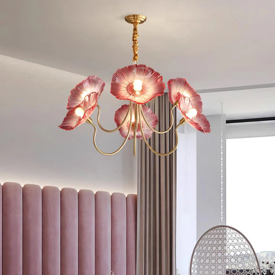 Lampadario in vetro floreale minimalista nordico