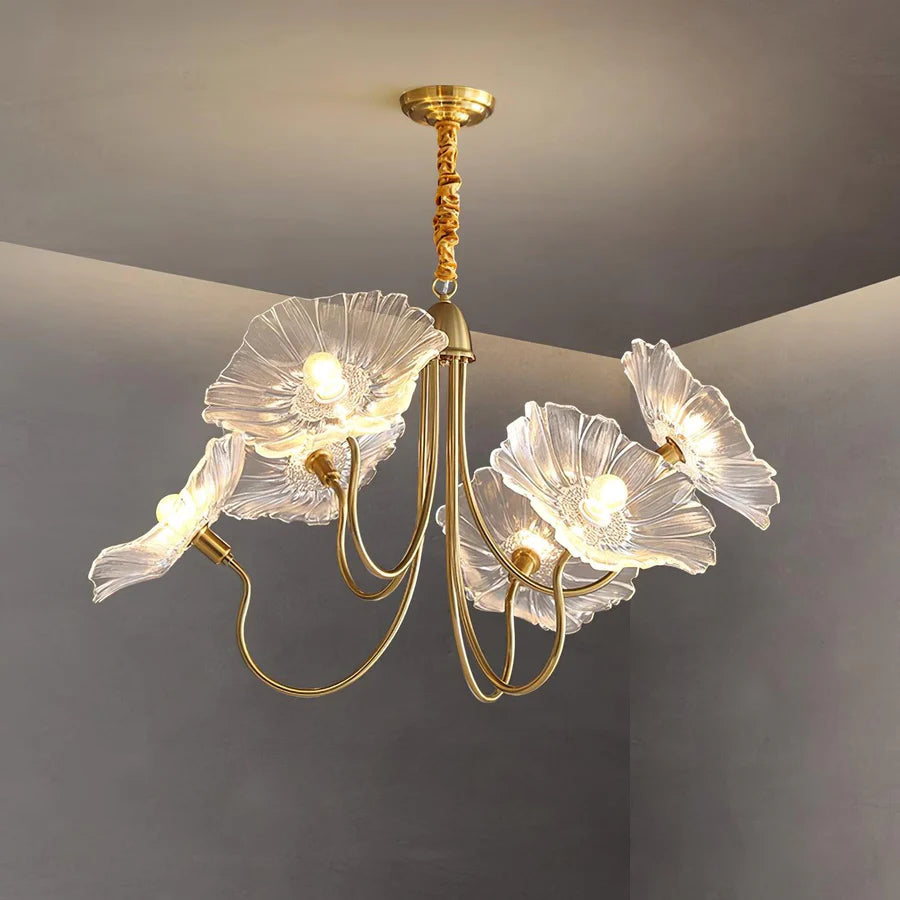 Lampadario in vetro floreale minimalista nordico