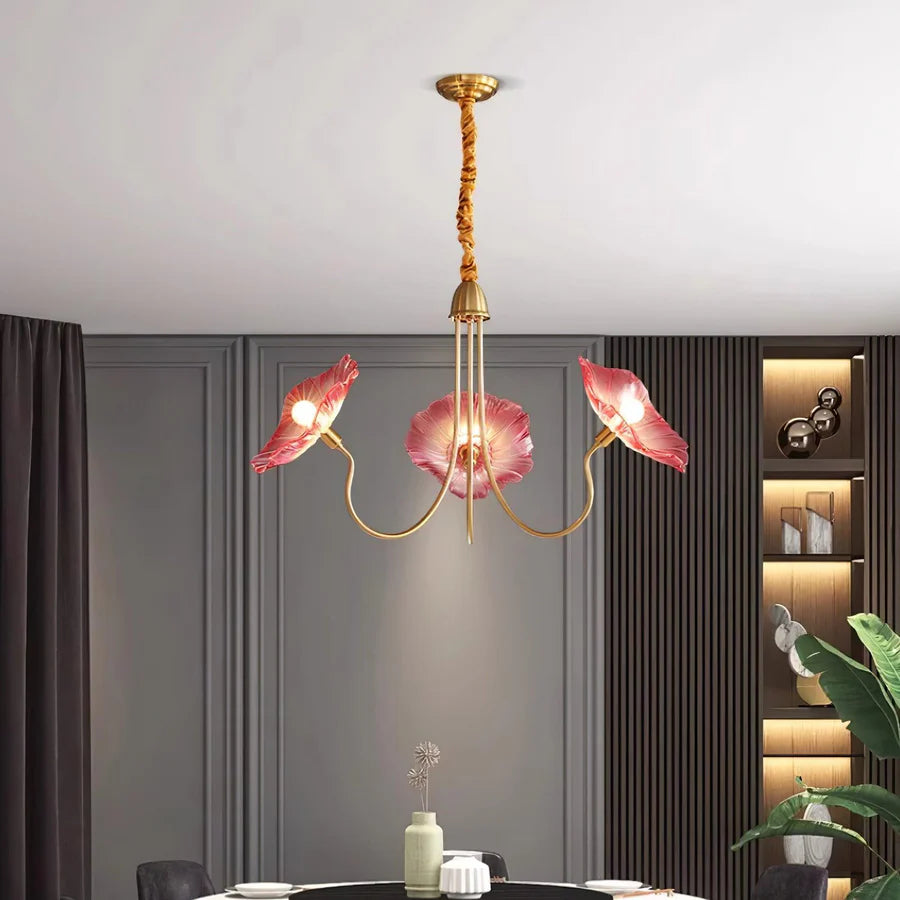 Lampadario in vetro floreale minimalista nordico
