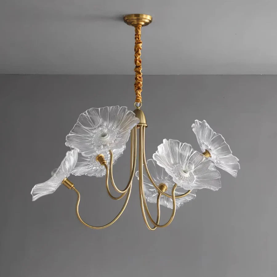 Lampadario in vetro floreale minimalista nordico