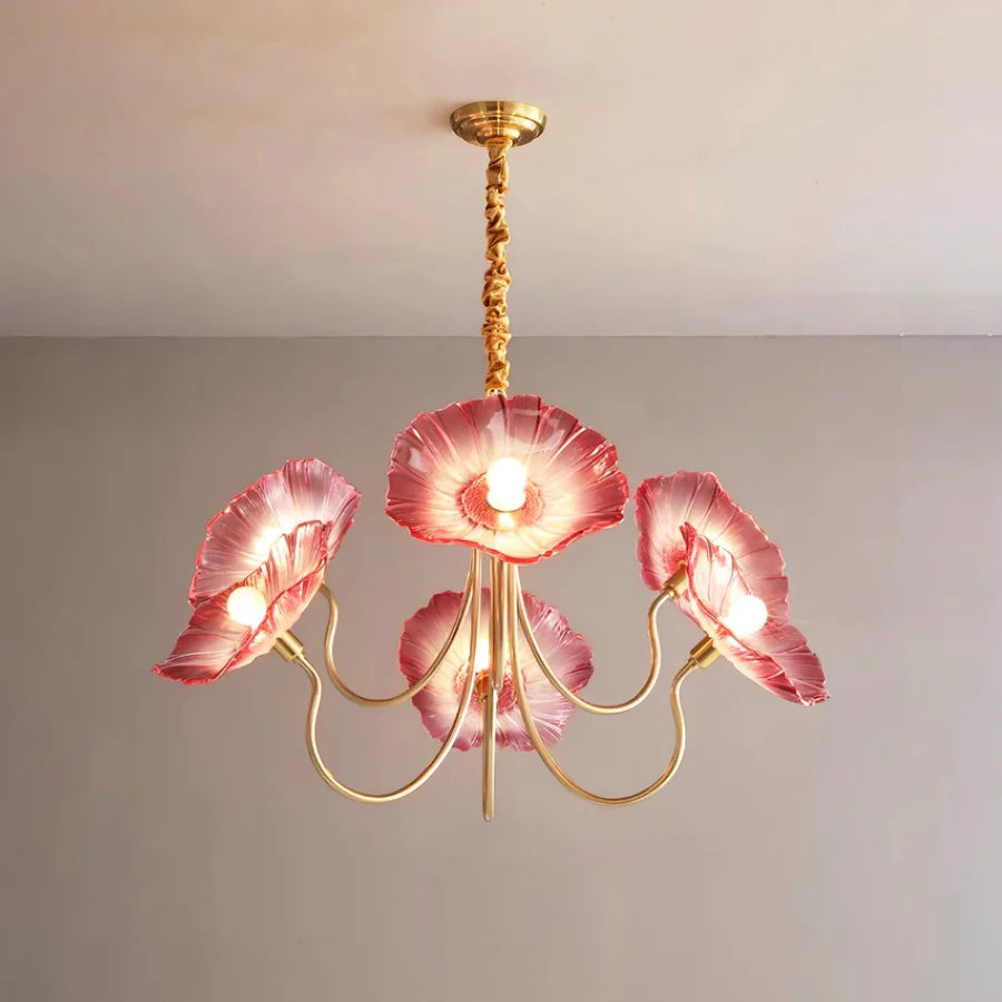 Lampadario in vetro floreale minimalista nordico