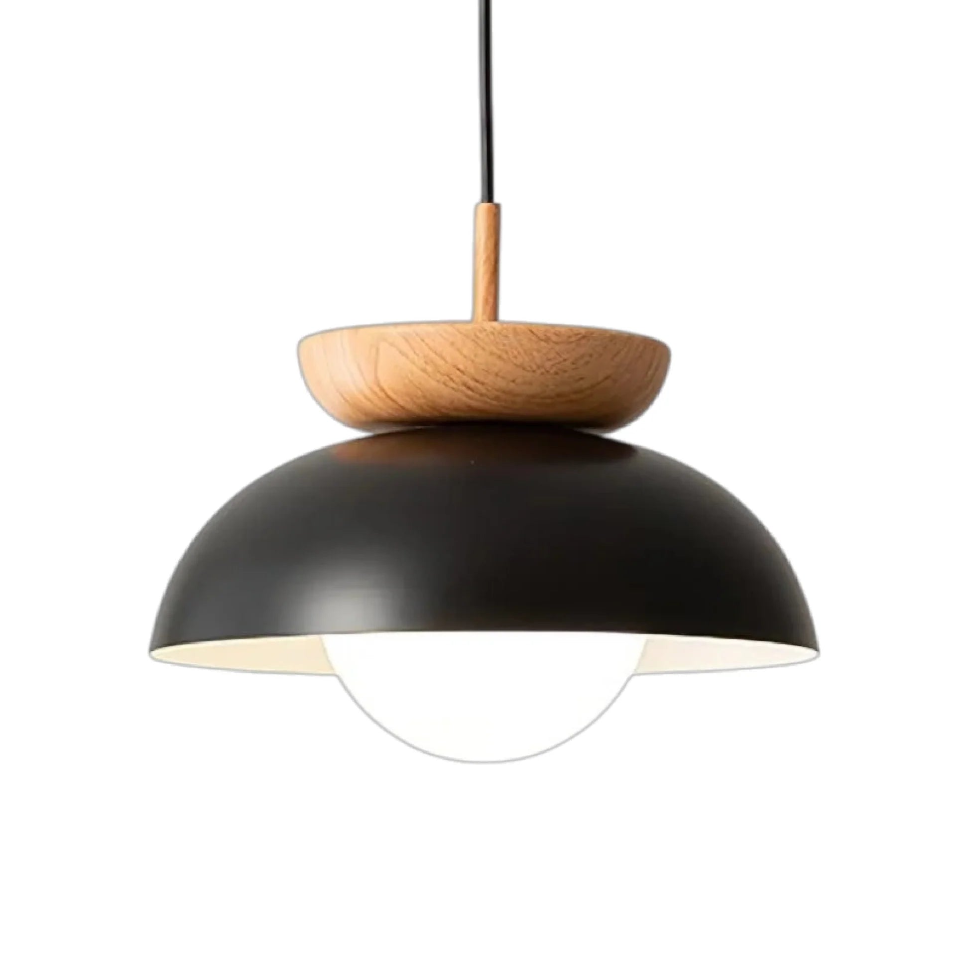 Lampada a sospensione moderna in legno a semicerchio