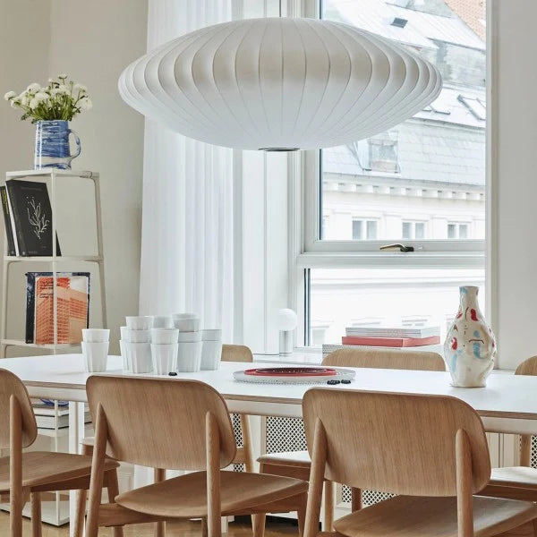 Lampada a sospensione a lanterna in tessuto nordico