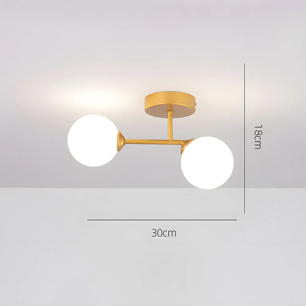 Plafonnier en verre à double tête nordique moderne