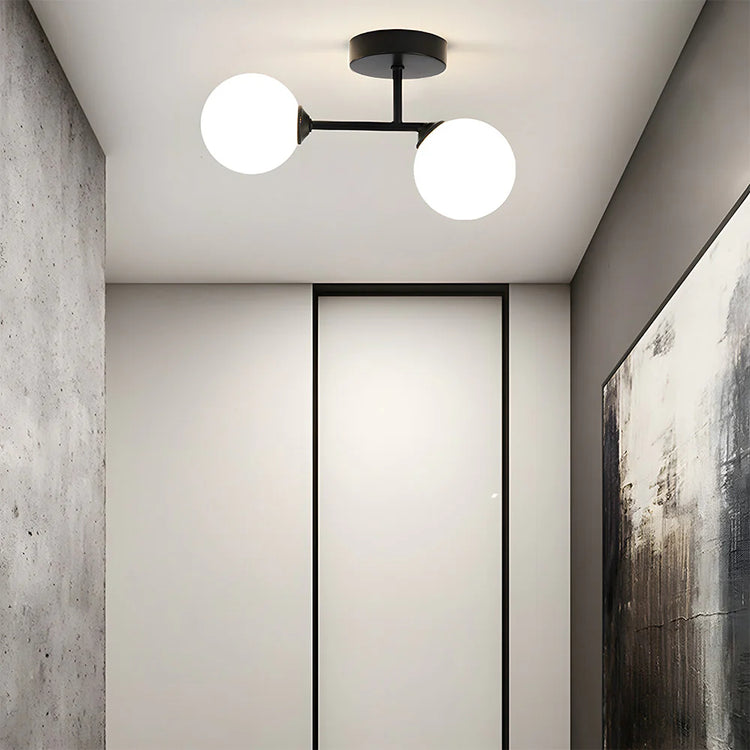 Moderne nordisk dobbelthoved glasloftslampe