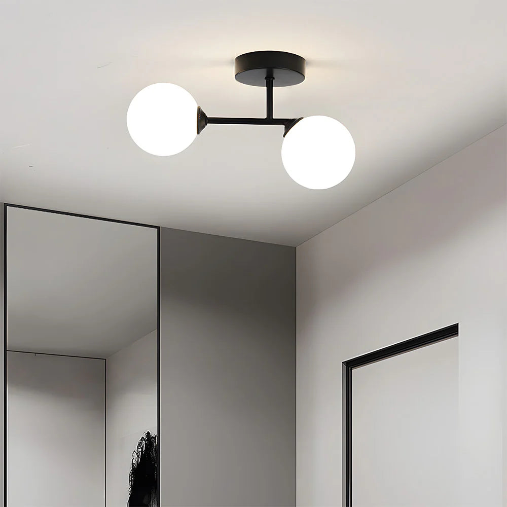 Plafonnier en verre à double tête nordique moderne