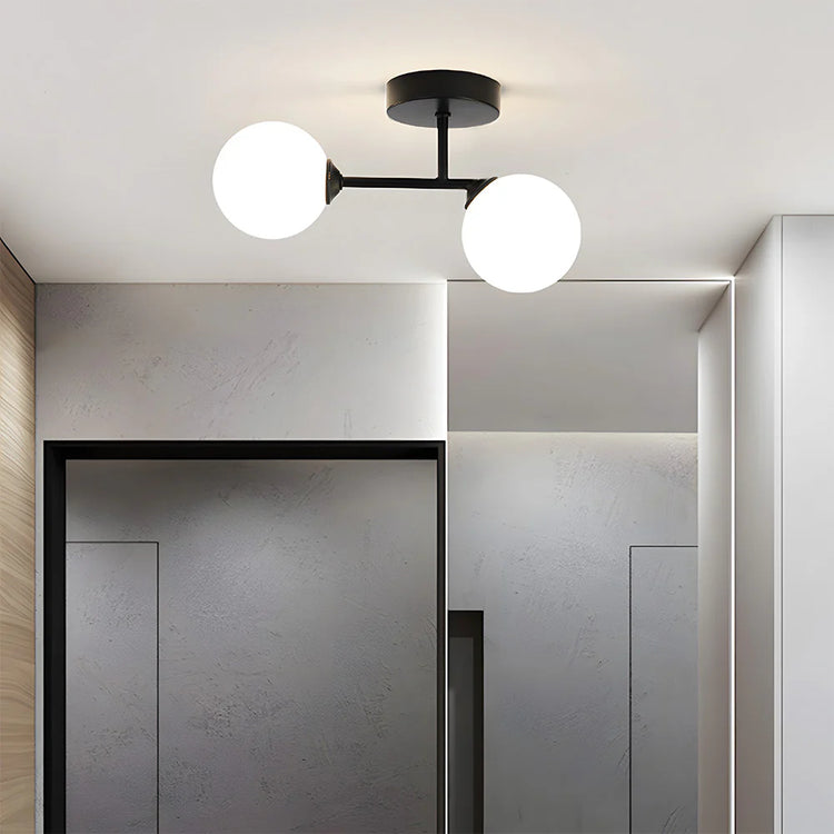 Moderne nordisk dobbelthoved glasloftslampe