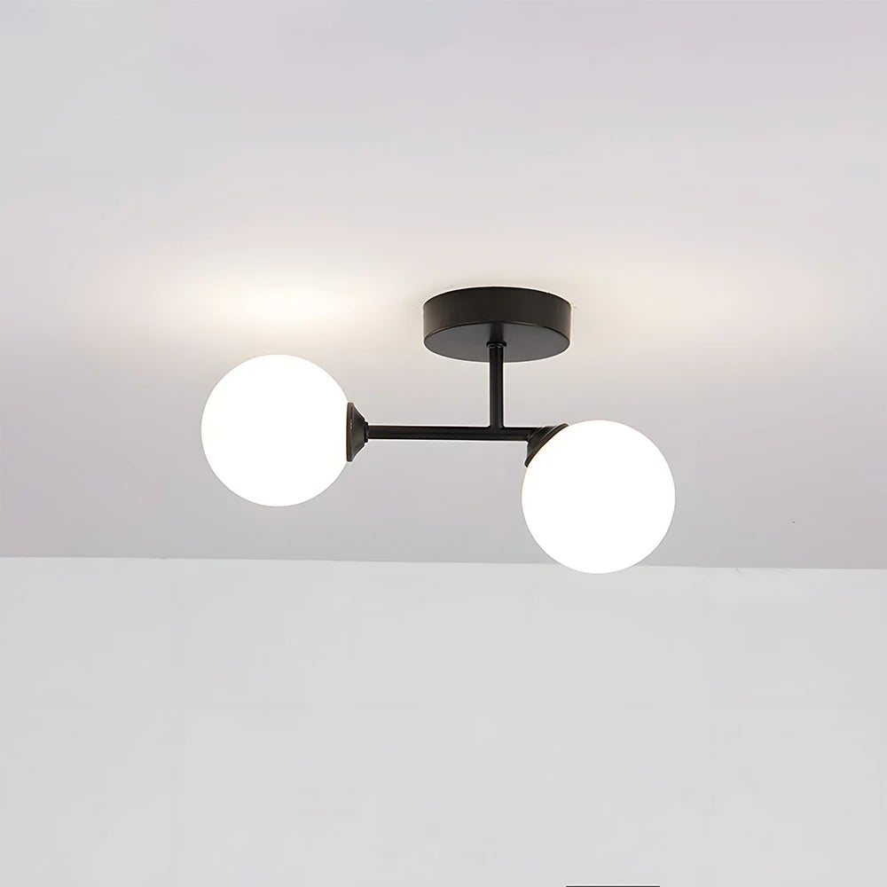 Plafonnier en verre à double tête nordique moderne