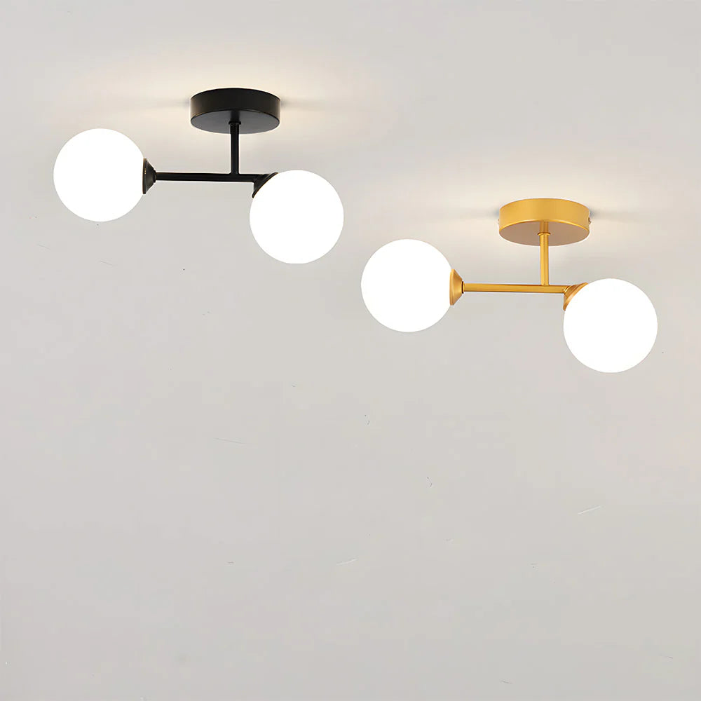 Plafonnier en verre à double tête nordique moderne