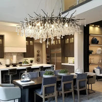 Sleek Black Raindrop Chandelier
