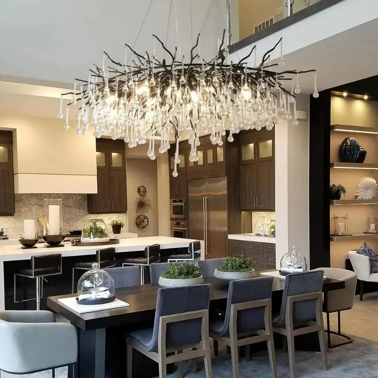 Sleek Black Raindrop Chandelier