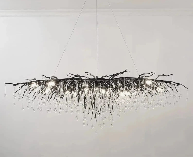 Sleek Black Raindrop Chandelier