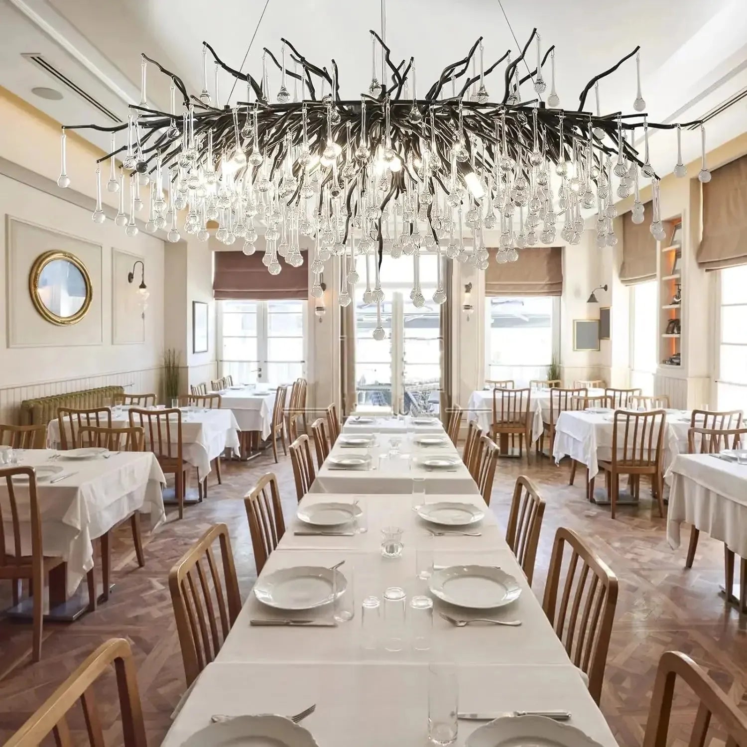 Sleek Black Raindrop Chandelier