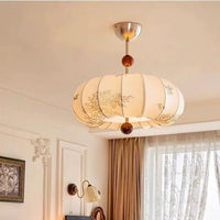 Vintage French Fabric-Patterned Chandelier