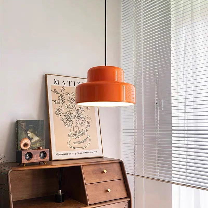Moderne Vintage Bauhaus Orange Pendelleuchte