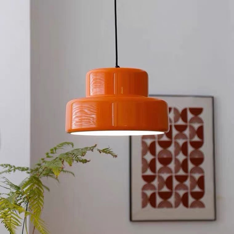 Moderne Vintage Bauhaus Orange Pendelleuchte