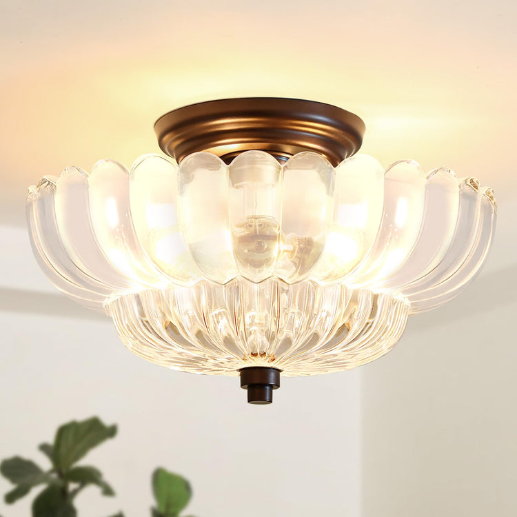 Glarefusion Vintage Amber Glass Ceiling Light