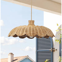 Retro Wave Rattan Pendant Light