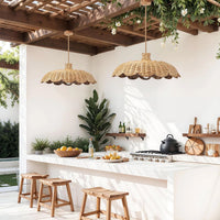 Retro Wave Rattan Pendant Light