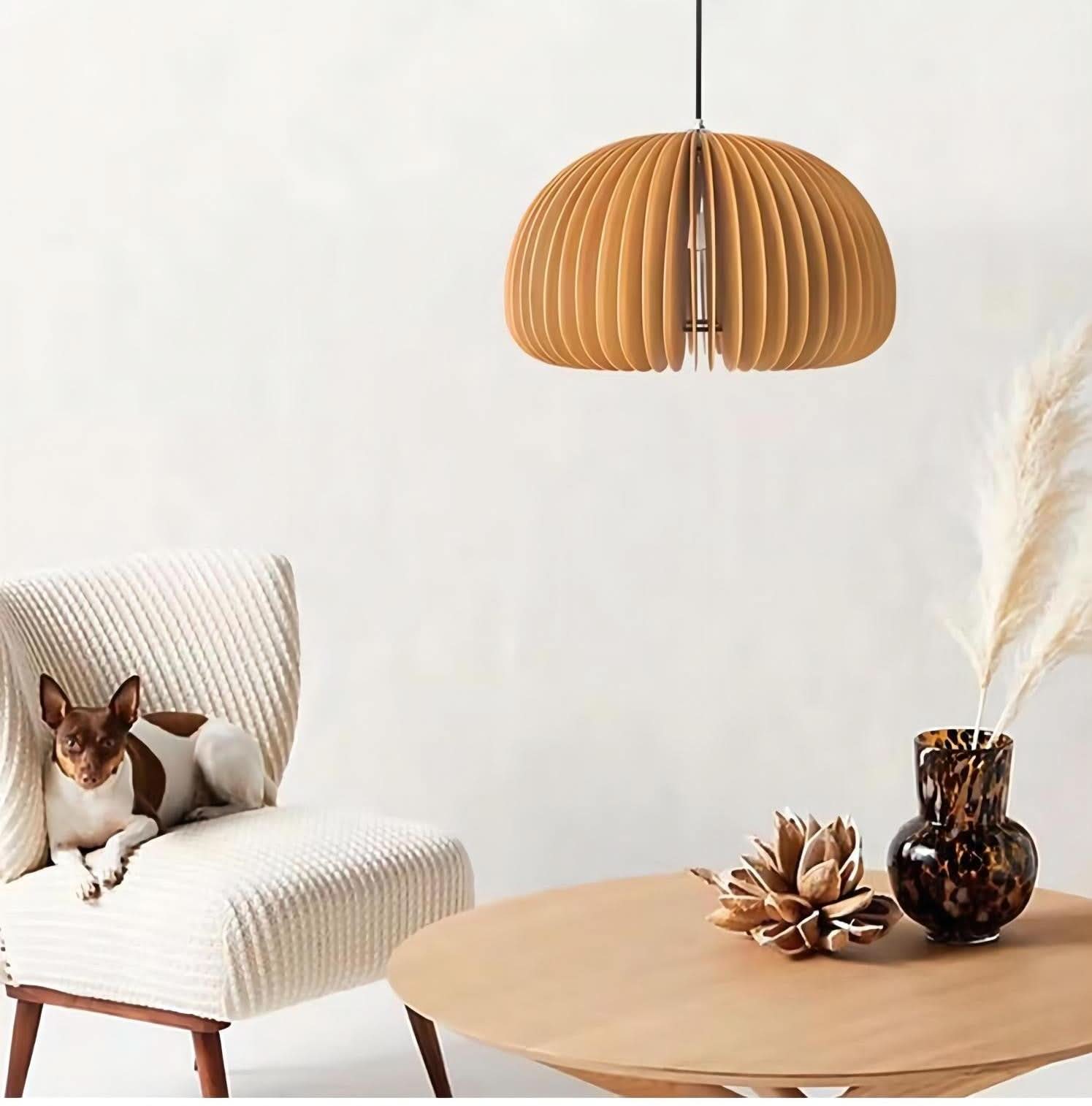 Glarefusion Lampe à suspension créative en bois citrouille