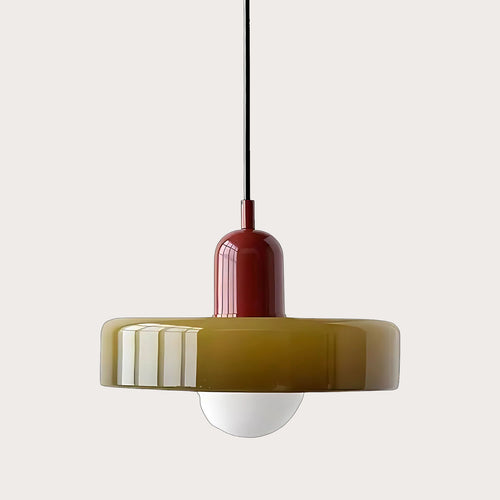 Frosted Glass Shade with LED Bulb - Bauhaus Pendant Light Detail  