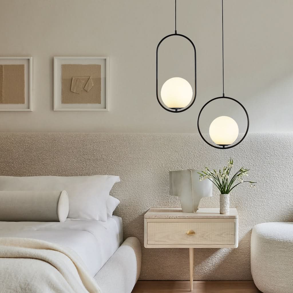 Lampadario moderno a sfera in vetro smerigliato Glarefusion
