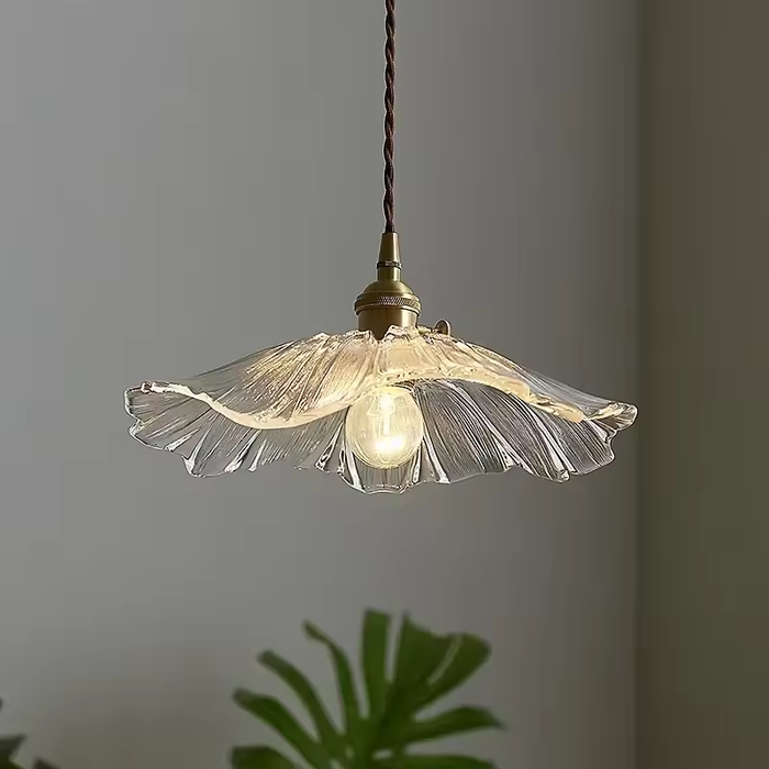 Retro Lotus Leaf Shape Glass Pendant Lamp
