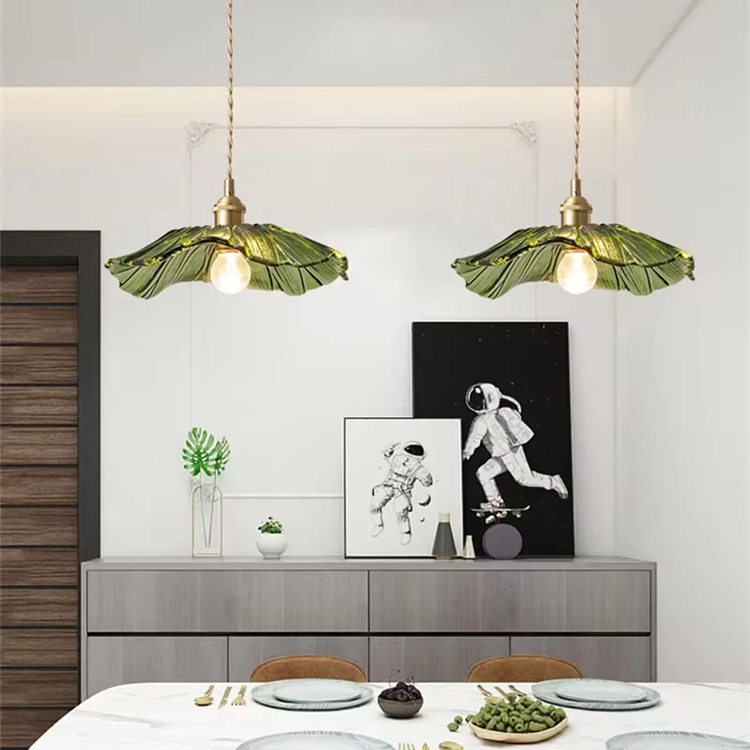 Retro-Lotusblatt-förmige Glas-Pendelleuchte