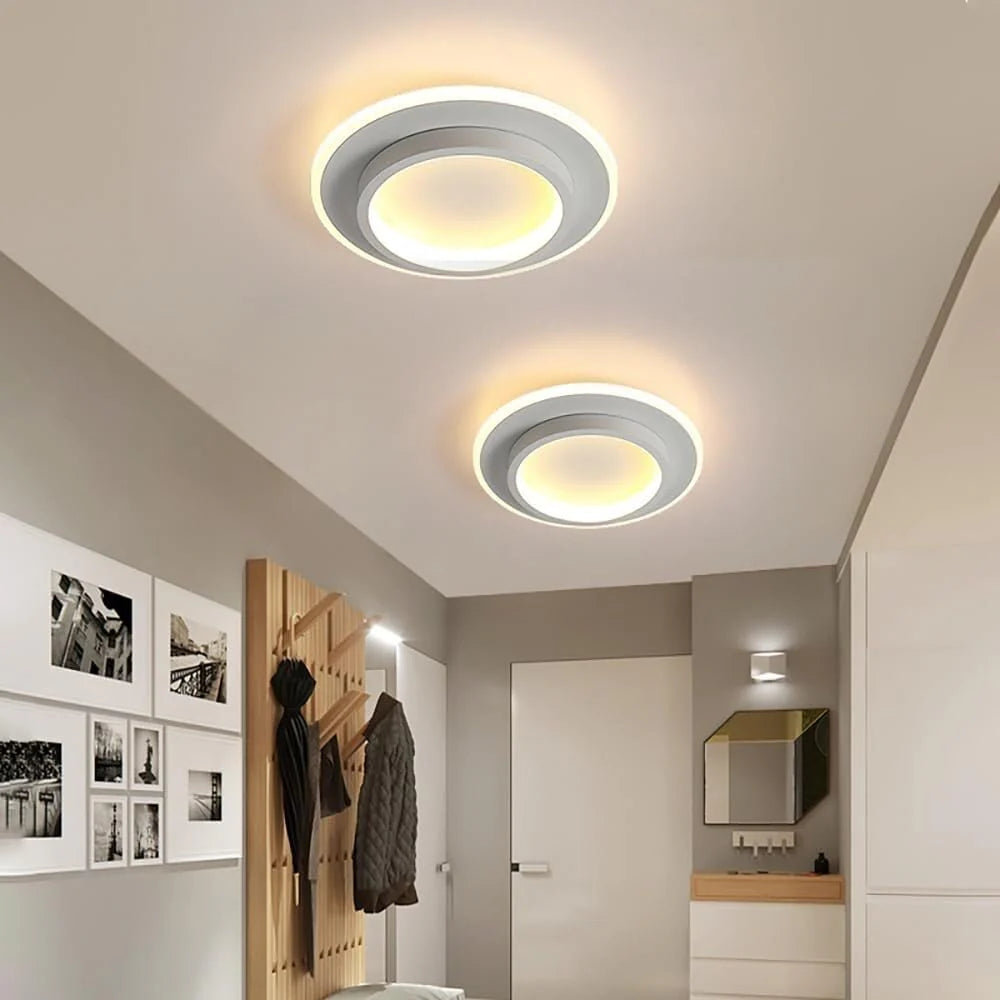 Moderne rund ring metal akrylloftlys