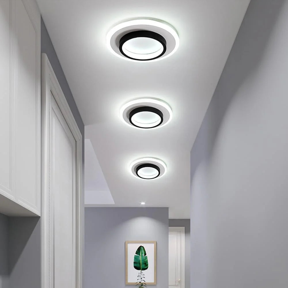 Moderne rund ring metal akrylloftlys