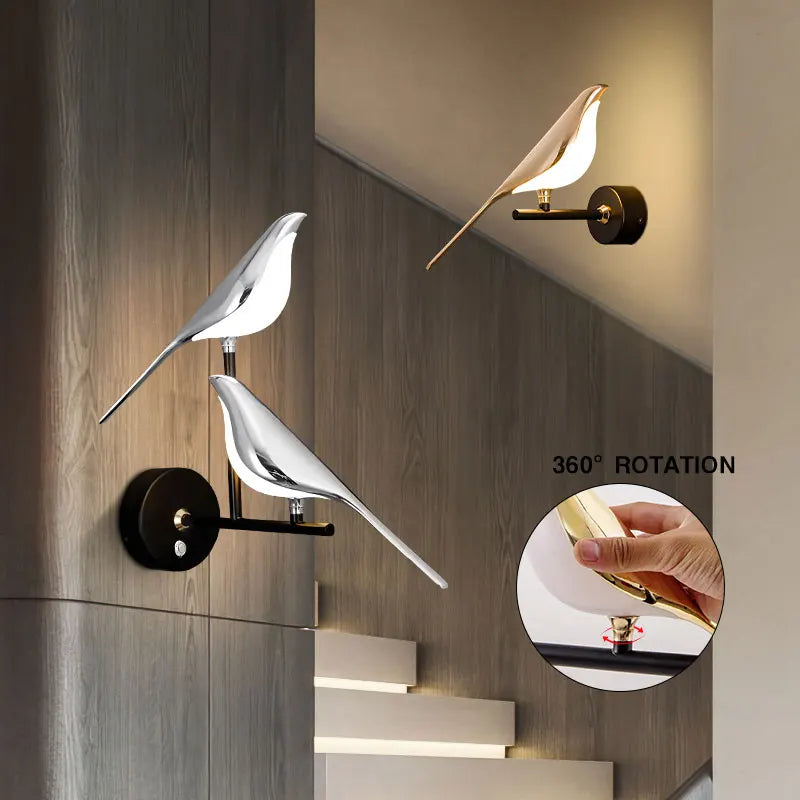 Glarefusion Modern Led Art Design Bird Wall Light