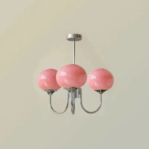 Glarefusion Bubble Pink Glass Marshmallow Chandelier