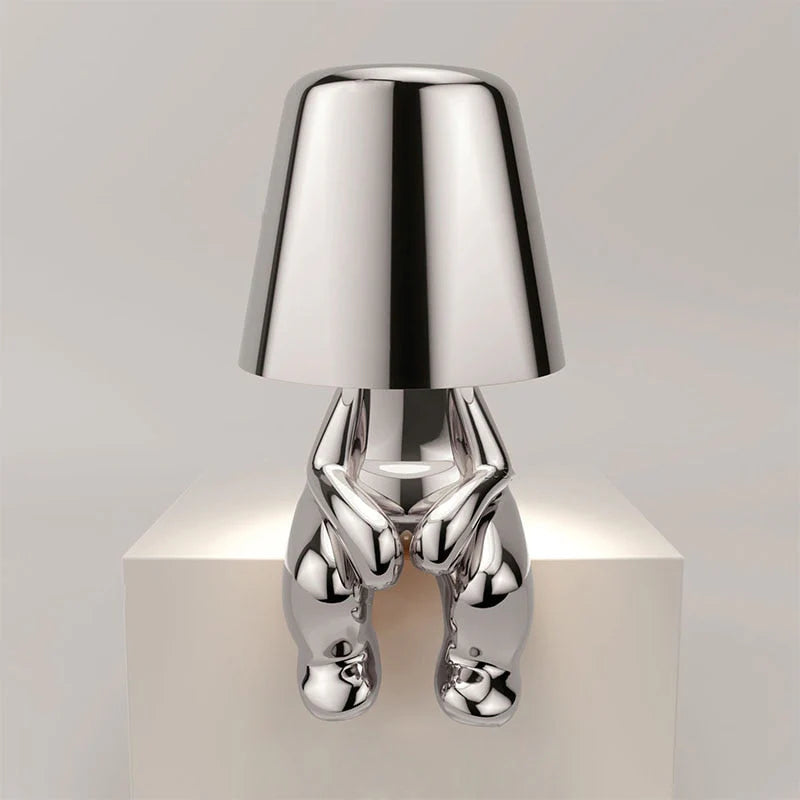 Glarefusion Cute Gold Man Statue LED Table Lamp